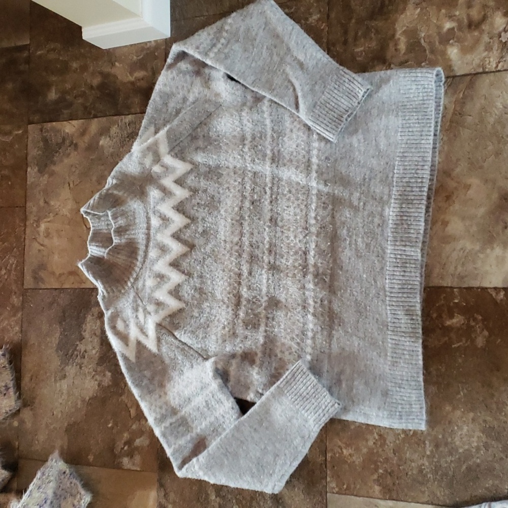 Holiday Time XL 16 18 fuzzy sweater sparkle grey white Christmas fairisle - Picture 1 of 4